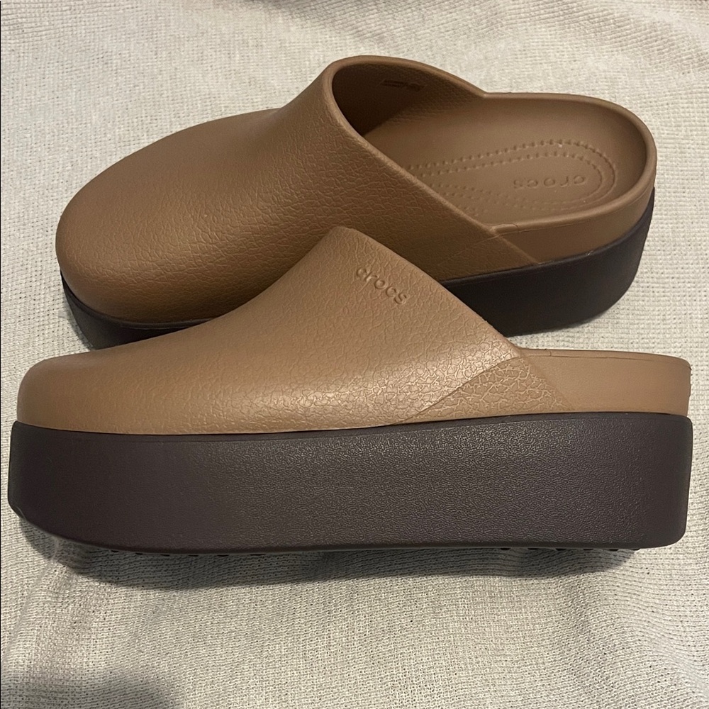 CROCS Women's Brown Platform Mules